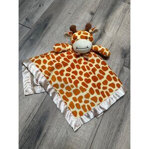 Giraffe Baby Blanket Lovey Security Blanket 16" x 16" Satin & Plush Polyester Sa